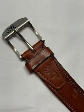 Browning Chestnut Leather Belt with Brushed Silver Buckle